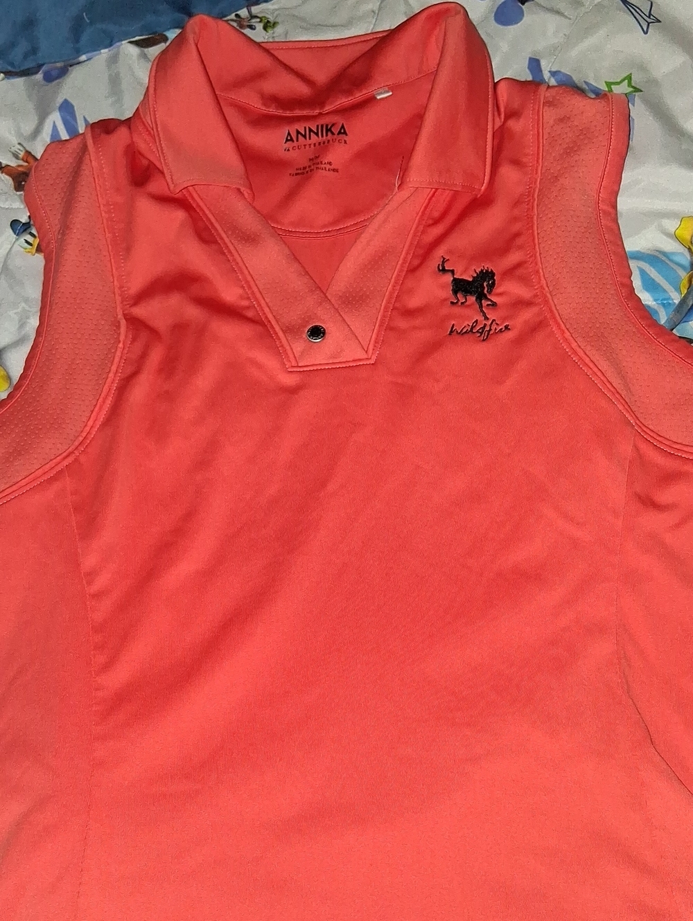 Womens  Sleeveless Polo Top in Coral Pink